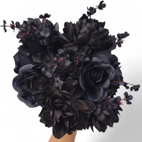 Bouquet of black flowers on a white background