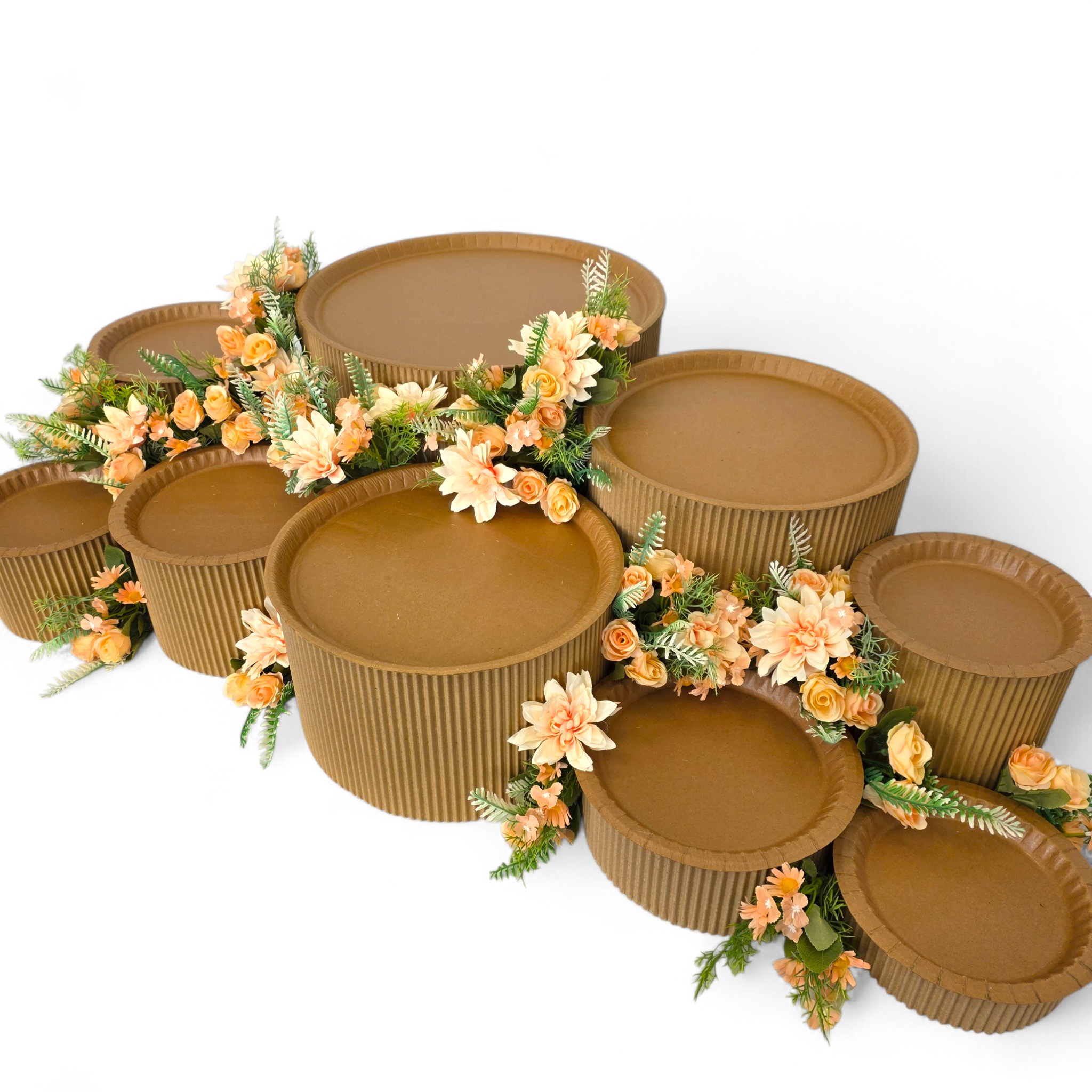 Disposable Grazing Table Kit with peach pink flowers