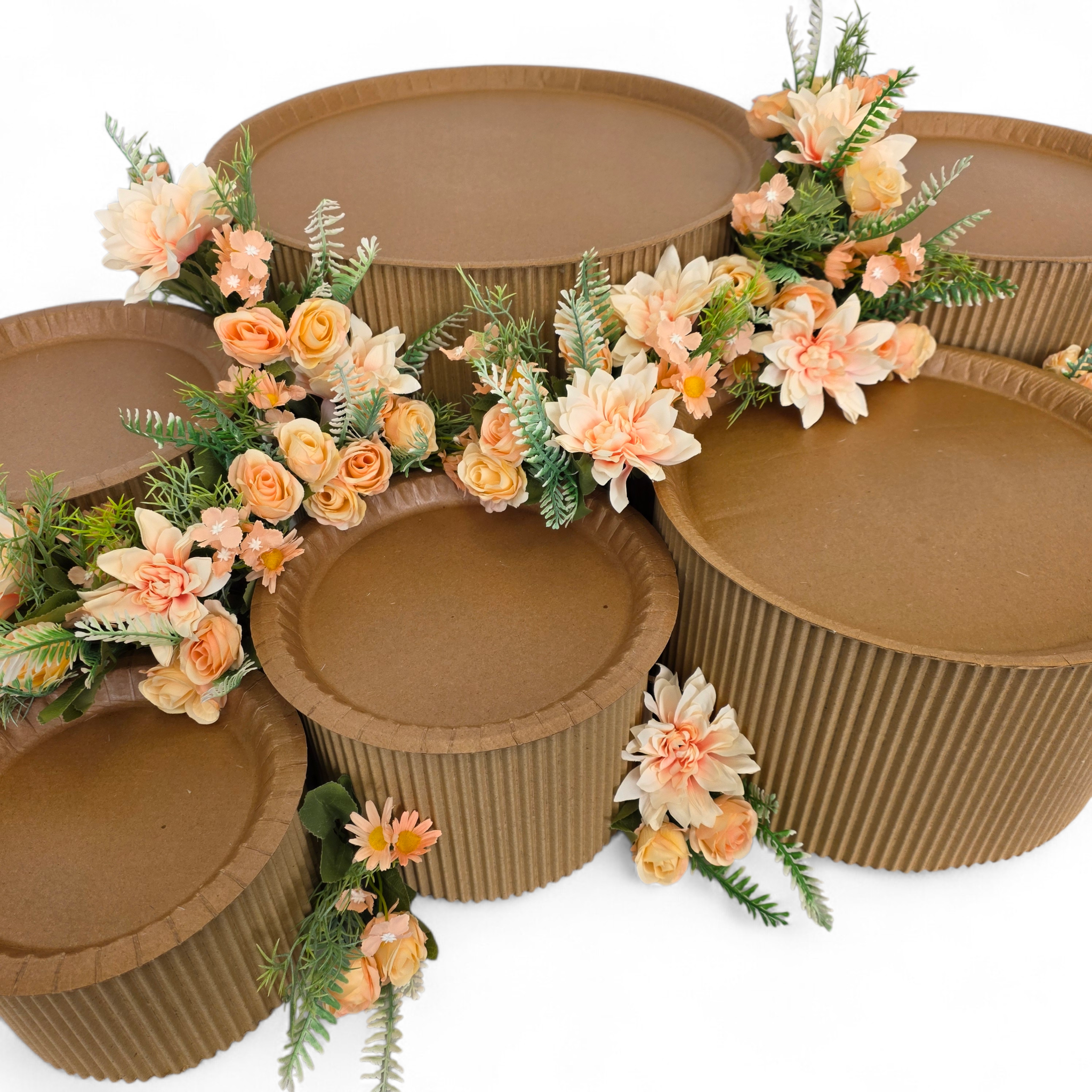 Disposable grazing table kit with peach flowers