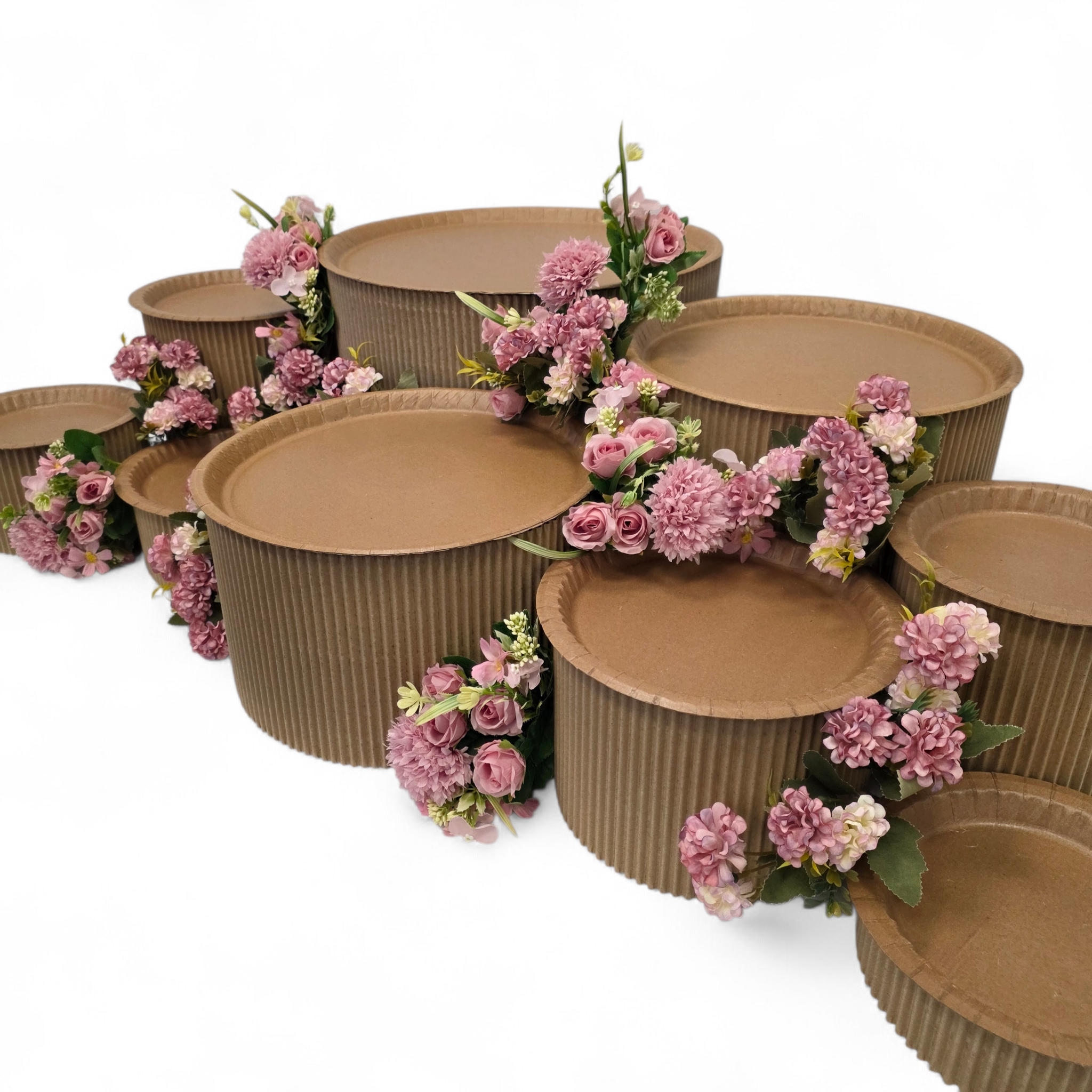 Grazing table kit front angle view with pink flower decorations
