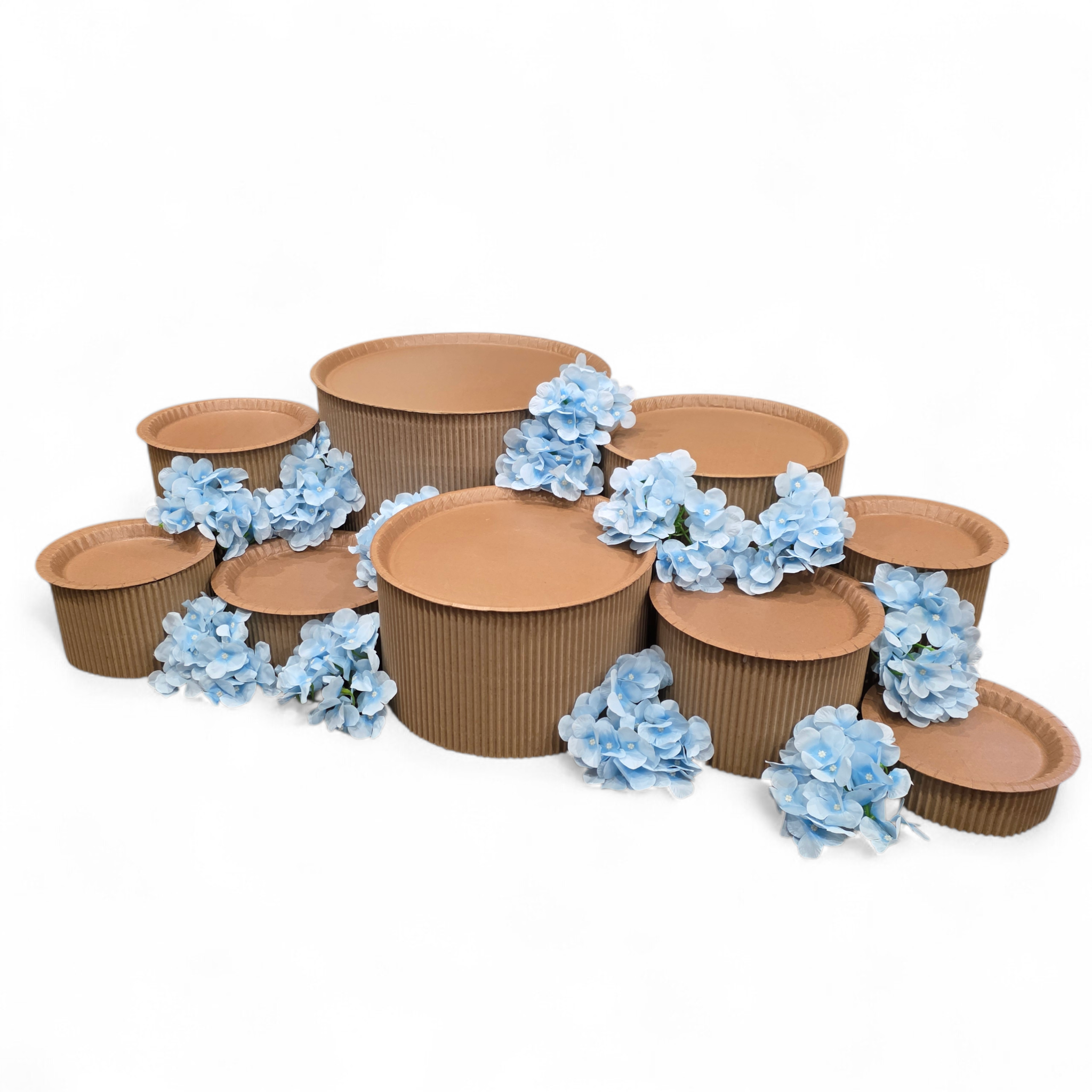 diy grazing table kit with baby blue hydrangea floral decorations