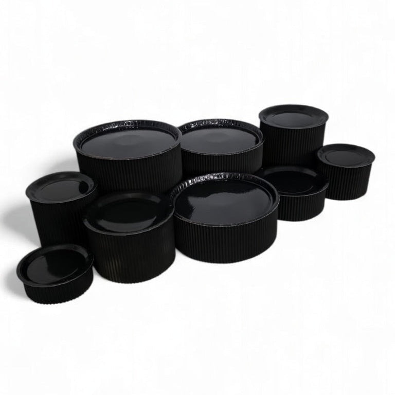 Grazing table kit in all black platters and risers