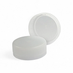 Two white plastic containers with lids on a white background