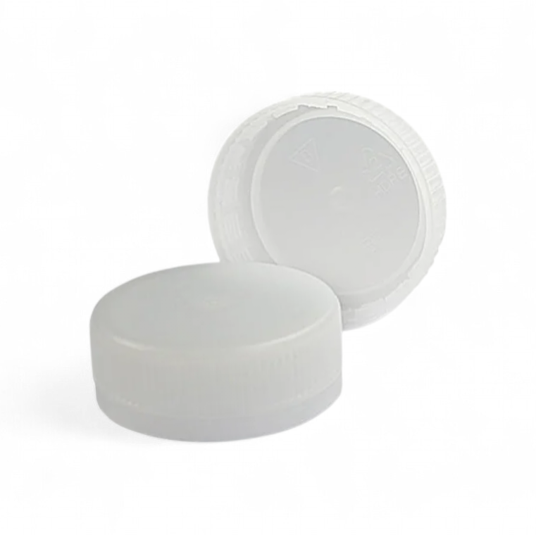 Two white plastic containers with lids on a white background