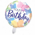 Foil balloon with colorful butterflies and 'Happy Birthday' text on a white background