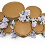 Grazing table kit with purple flower decorations top view