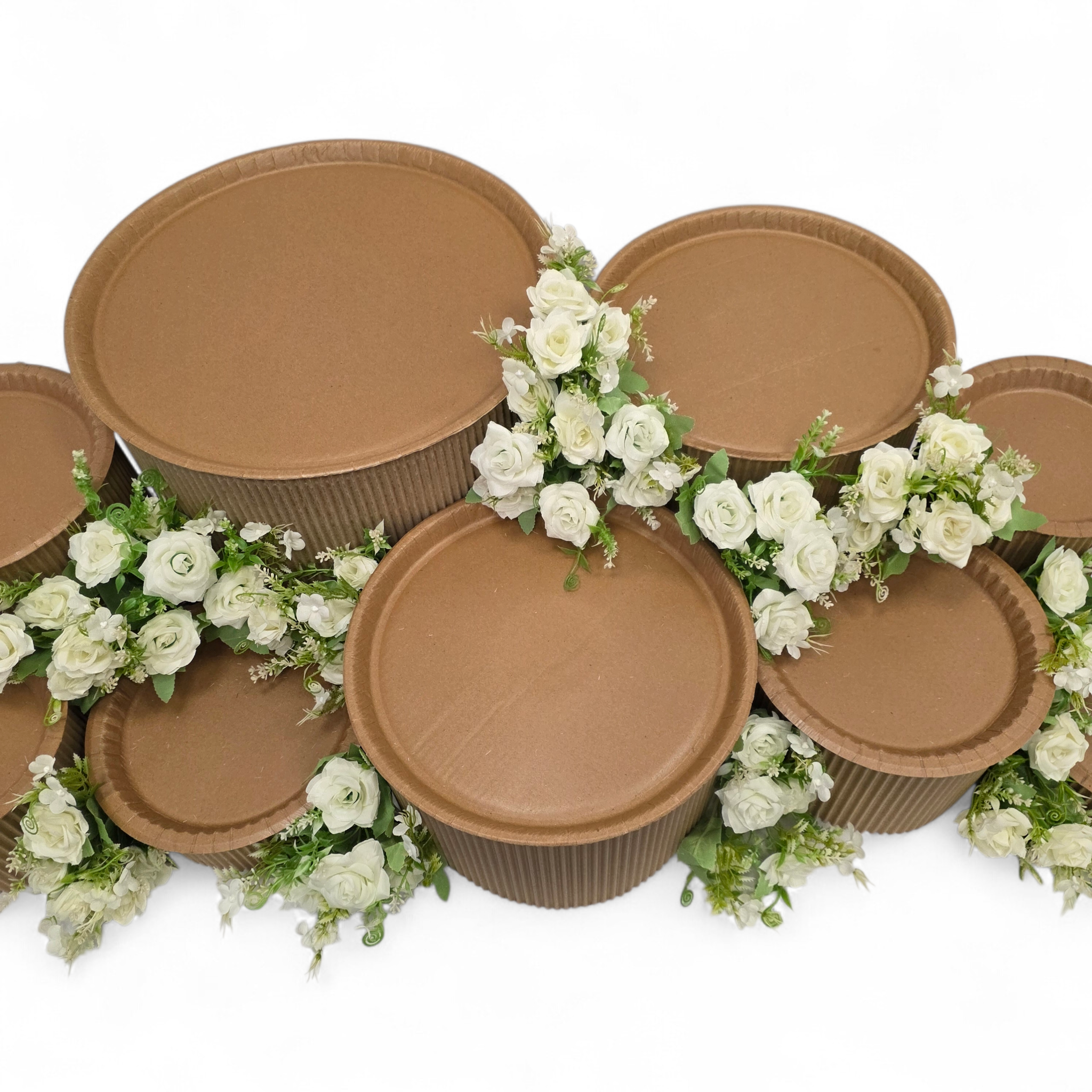 Grazing table kit top view with white roses decorations