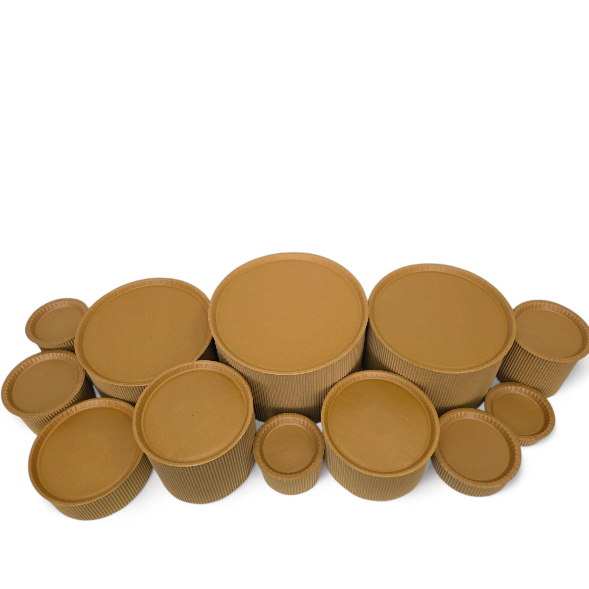 DIY grazing table kit with disposable natural kraft platters plinths top view - grazekits