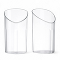Two clear plastic dessert parfait shot cup on a white background