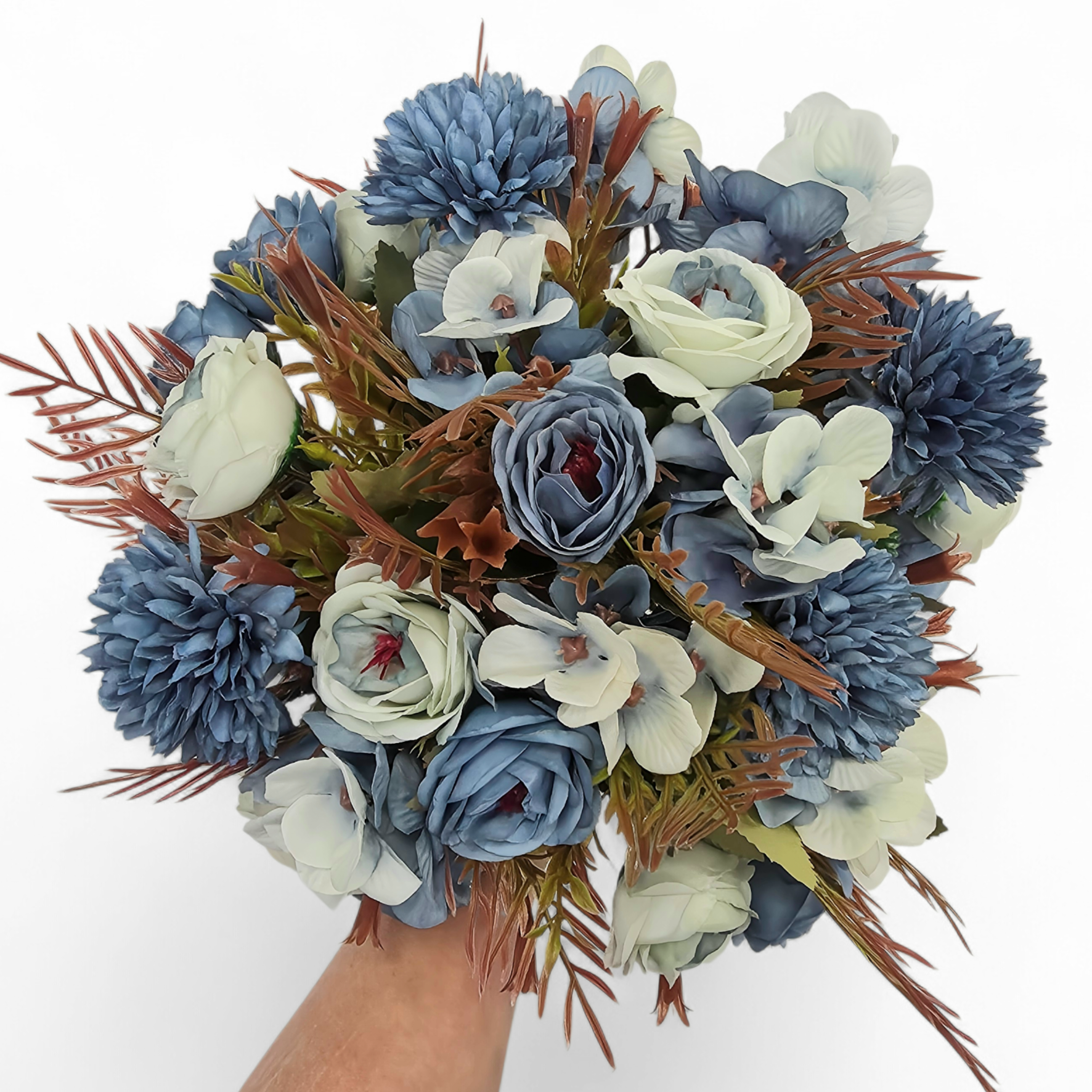 DIY grazing table kit floral set blue steel flowers bouquet view - grazekits