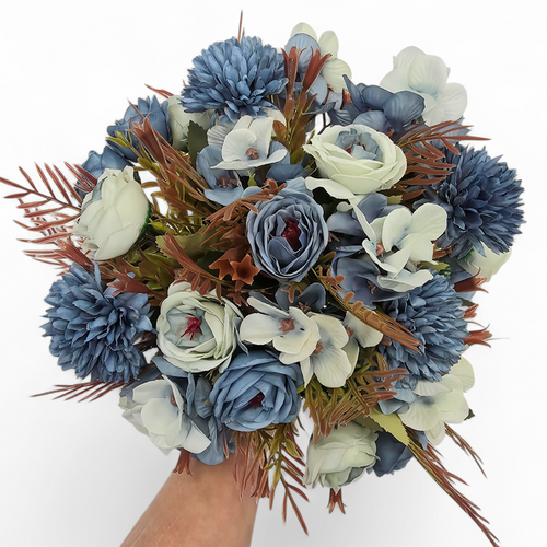 DIY grazing table kit floral set blue steel flowers bouquet view - grazekits