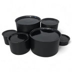 DIY grazing table kit wedding buffet with disposable black platters plinths front view - grazekits