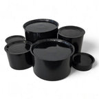 DIY grazing table kit wedding buffet with disposable black platters plinths right view - grazekits
